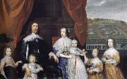 Cornelius Johnson Arthur,1st Baron Capel and his family oil painting